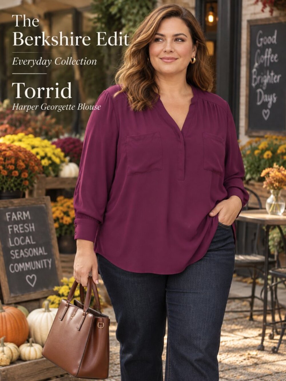 Torrid Harper Georgette Blouse 1X Purple Long Sleeve Pocket Pullover Top